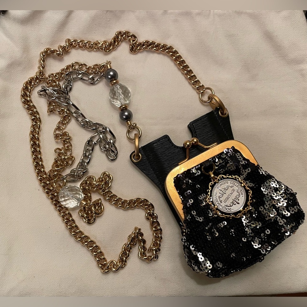 DOLCE & GABBANA VINTAGE CELLPHONE HOLDER WITH KISSLOCK POUCH NEW